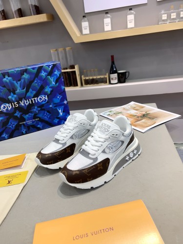 Louis Vuitton Men Shoes Sports RUN AWAY SNEAKER Running Design Luxury Brand with Original Box Mesh and suede calf leather 1A9J0M