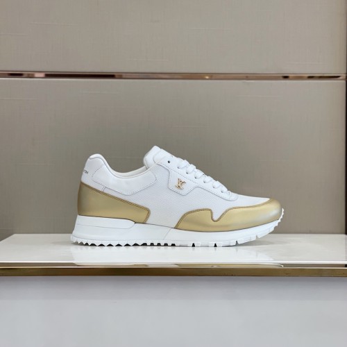 Louis Vuitton Men Shoes Sports RUN AWAY SNEAKER Running Design Luxury Brand with Original Box Alligator leather and calf leather White