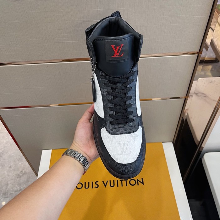 Louis Vuitton Men Shoes Sneakers Casual Luxury Brand RIVOLI SNEAKER BOOT with Original Box