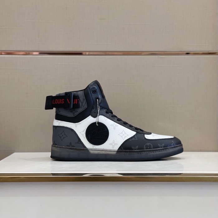 Louis Vuitton Men Shoes Sneakers Casual Luxury Brand RIVOLI SNEAKER BOOT with Original Box