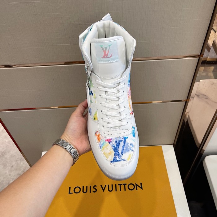 Louis Vuitton Men Shoes Sneakers Casual Luxury Brand RIVOLI SNEAKER BOOT with Original Box