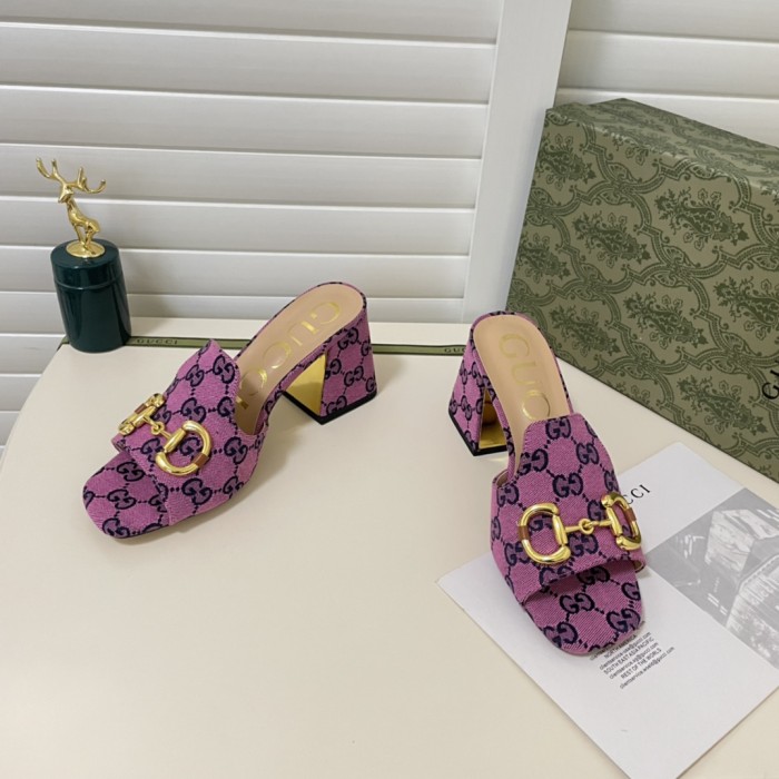 Gucci Womens Shoes Sandals Casual Design Luxury Brand Classic Leather Women's slide sandal with Horsebit with Original Box
