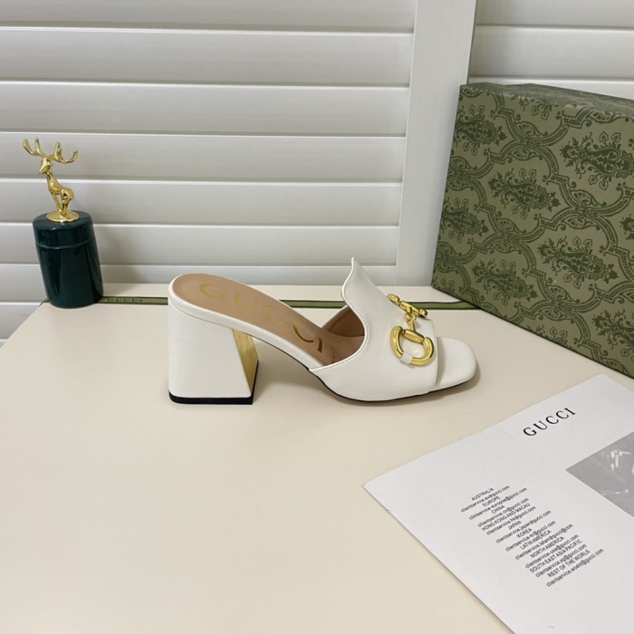 Gucci Womens Shoes Sandals Casual Design Luxury Brand Classic Leather Women's slide sandal with Horsebit with Original Box