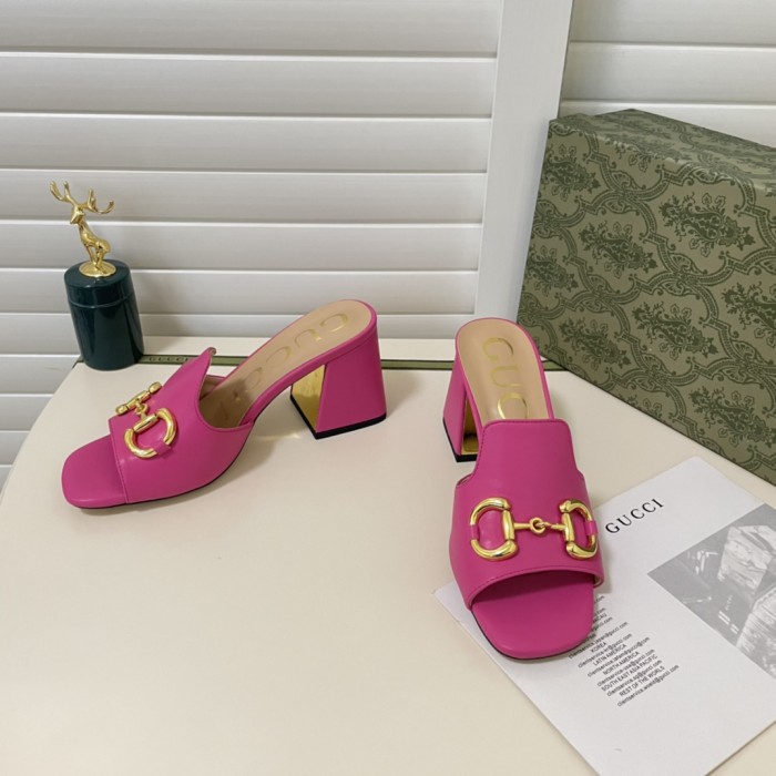 Gucci Womens Shoes Sandals Casual Design Luxury Brand Classic Leather Women's slide sandal with Horsebit with Original Box
