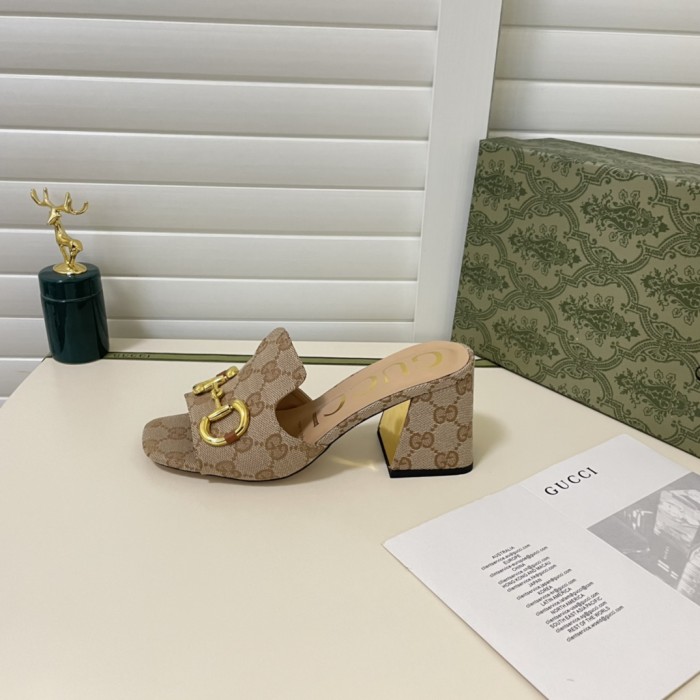 Gucci Womens Shoes Sandals Casual Design Luxury Brand Classic Leather Women's slide sandal with Horsebit with Original Box