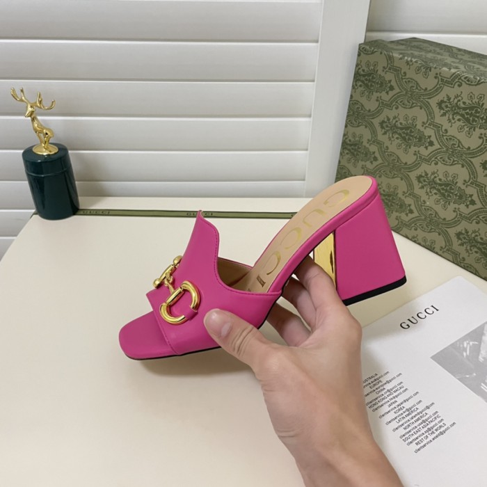Gucci Womens Shoes Sandals Casual Design Luxury Brand Classic Leather Women's slide sandal with Horsebit with Original Box