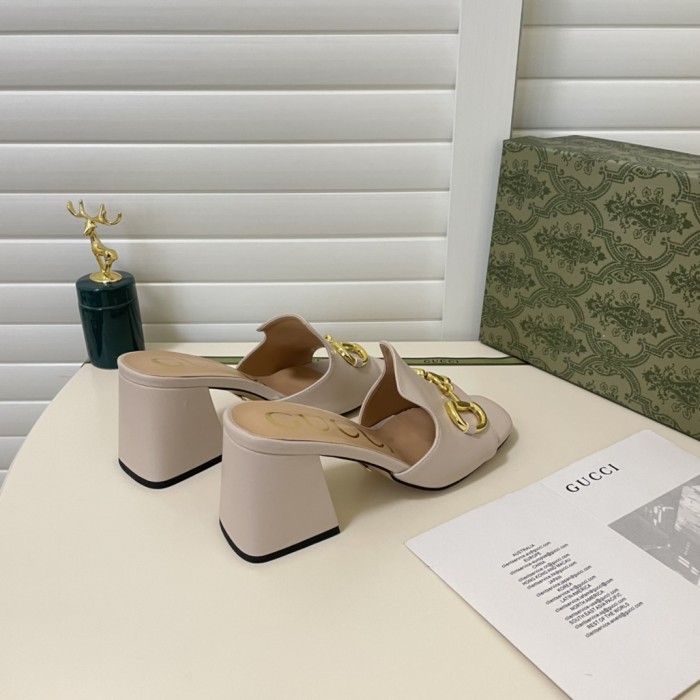 Gucci Womens Shoes Sandals Casual Design Luxury Brand Classic Leather Women's slide sandal with Horsebit with Original Box