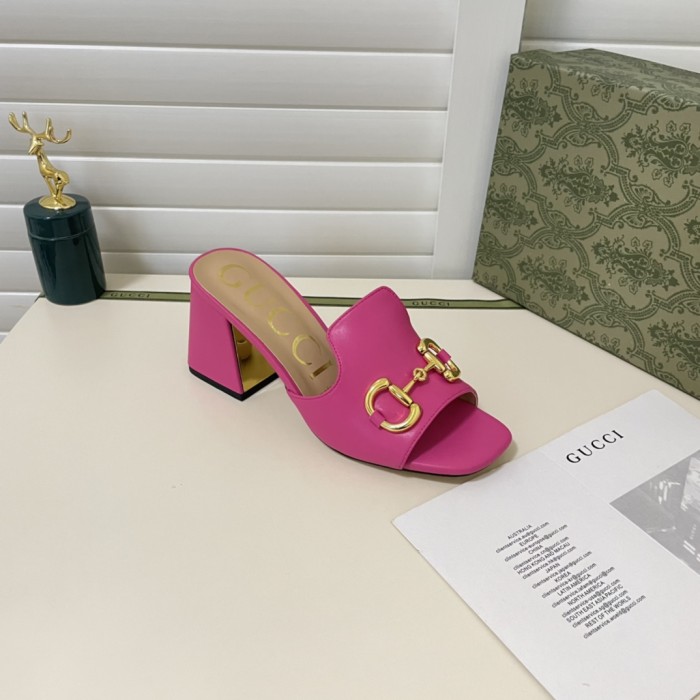 Gucci Womens Shoes Sandals Casual Design Luxury Brand Classic Leather Women's slide sandal with Horsebit with Original Box