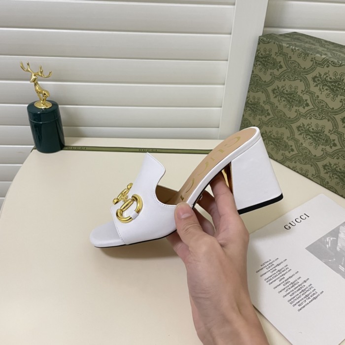 Gucci Womens Shoes Sandals Casual Design Luxury Brand Classic Leather Women's slide sandal with Horsebit with Original Box