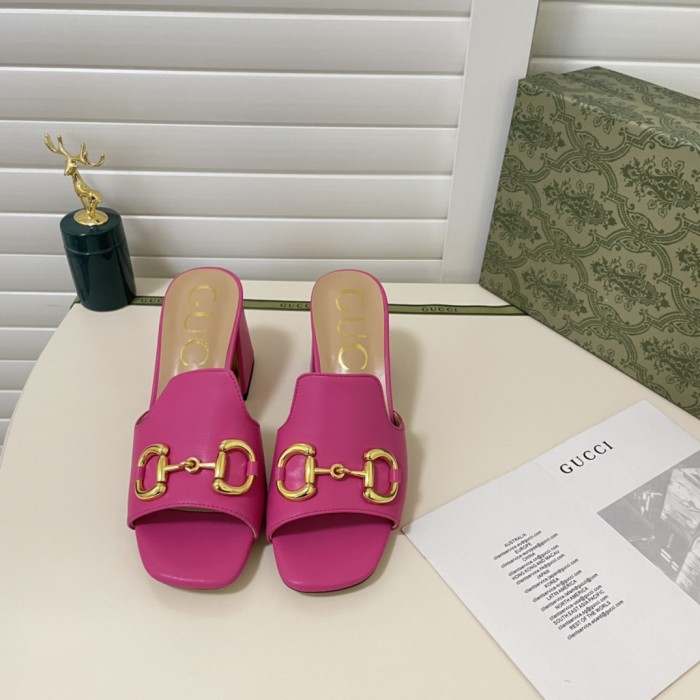 Gucci Womens Shoes Sandals Casual Design Luxury Brand Classic Leather Women's slide sandal with Horsebit with Original Box