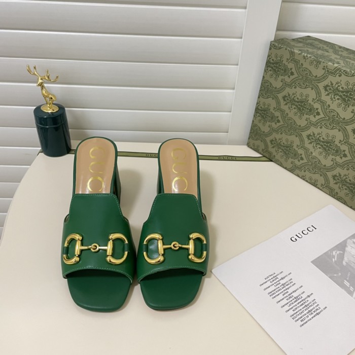 Gucci Womens Shoes Sandals Casual Design Luxury Brand Classic Leather Women's slide sandal with Horsebit with Original Box