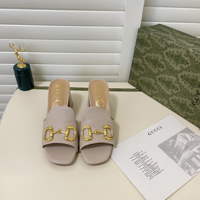 Gucci Womens Shoes Sandals Casual Design Luxury Brand Classic Leather Women's slide sandal with Horsebit with Original Box