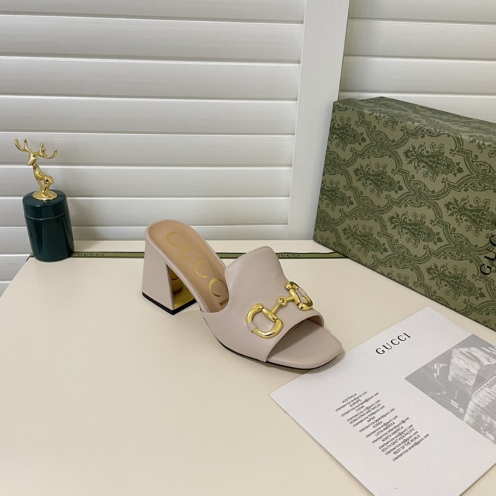 Gucci Womens Shoes Sandals Casual Design Luxury Brand Classic Leather Women's slide sandal with Horsebit with Original Box