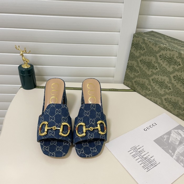 Gucci Womens Shoes Sandals Casual Design Luxury Brand Classic Leather Women's slide sandal with Horsebit with Original Box