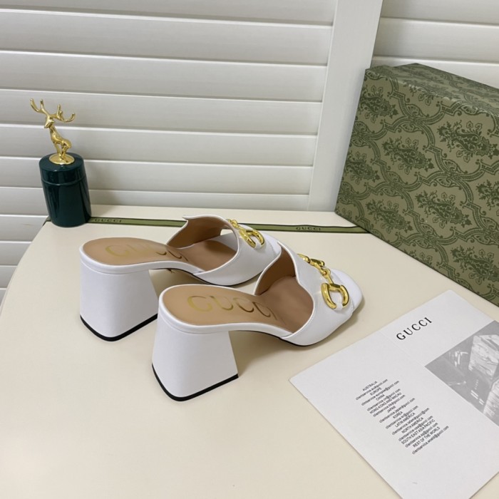 Gucci Womens Shoes Sandals Casual Design Luxury Brand Classic Leather Women's slide sandal with Horsebit with Original Box