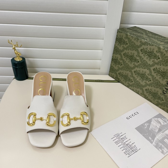 Gucci Womens Shoes Sandals Casual Design Luxury Brand Classic Leather Women's slide sandal with Horsebit with Original Box