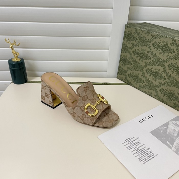 Gucci Womens Shoes Sandals Casual Design Luxury Brand Classic Leather Women's slide sandal with Horsebit with Original Box