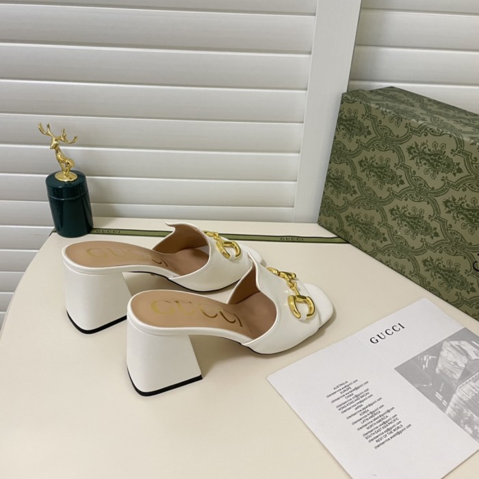 Gucci Womens Shoes Sandals Casual Design Luxury Brand Classic Leather Women's slide sandal with Horsebit with Original Box