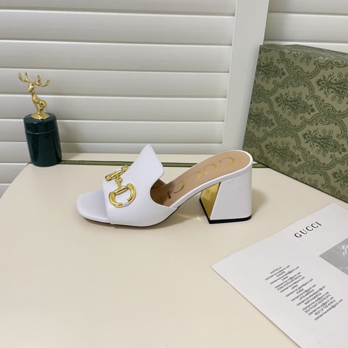 Gucci Womens Shoes Sandals Casual Design Luxury Brand Classic Leather Women's slide sandal with Horsebit with Original Box