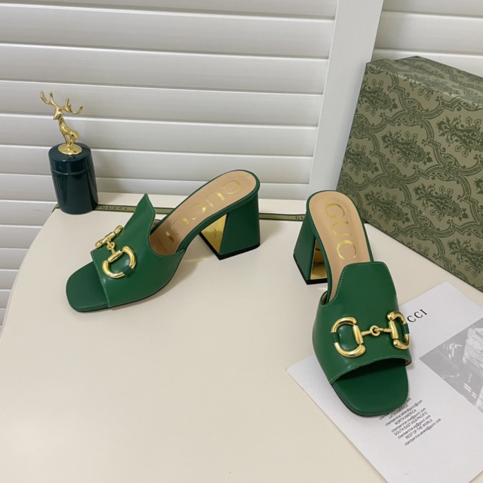 Gucci Womens Shoes Sandals Casual Design Luxury Brand Classic Leather Women's slide sandal with Horsebit with Original Box