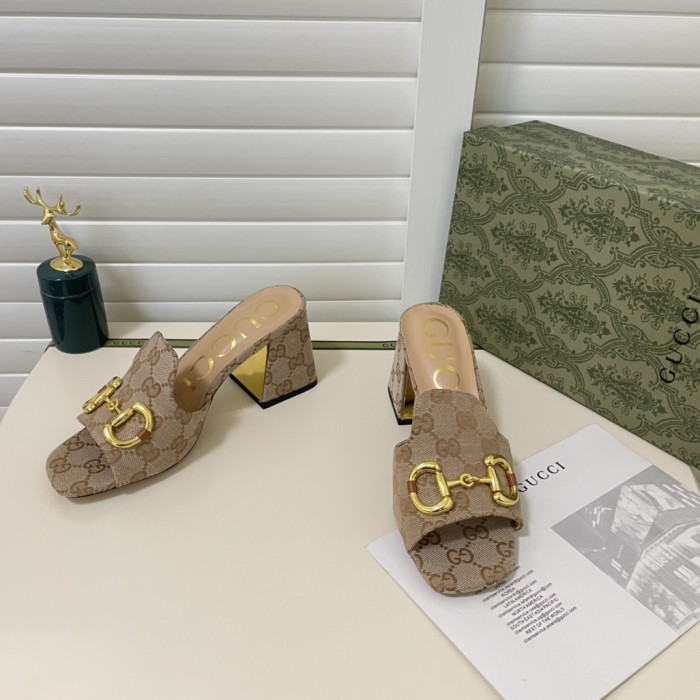 Gucci Womens Shoes Sandals Casual Design Luxury Brand Classic Leather Women's slide sandal with Horsebit with Original Box