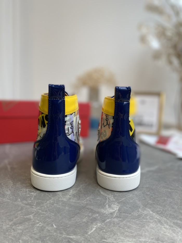 Christian Louboutin Mens Shoes Luxury Brand Red Bottom Design Louis Junior Spikes Flat with Original Box CL sneakers
