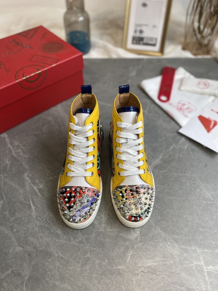 Christian Louboutin Mens Shoes Luxury Brand Red Bottom Design Louis Junior Spikes Flat with Original Box CL sneakers