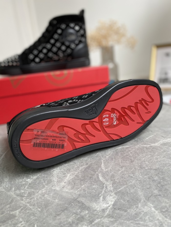 Christian Louboutin Mens Shoes Luxury Brand Red Bottom Design Louis Junior Spikes Flat with Original Box CL sneakers