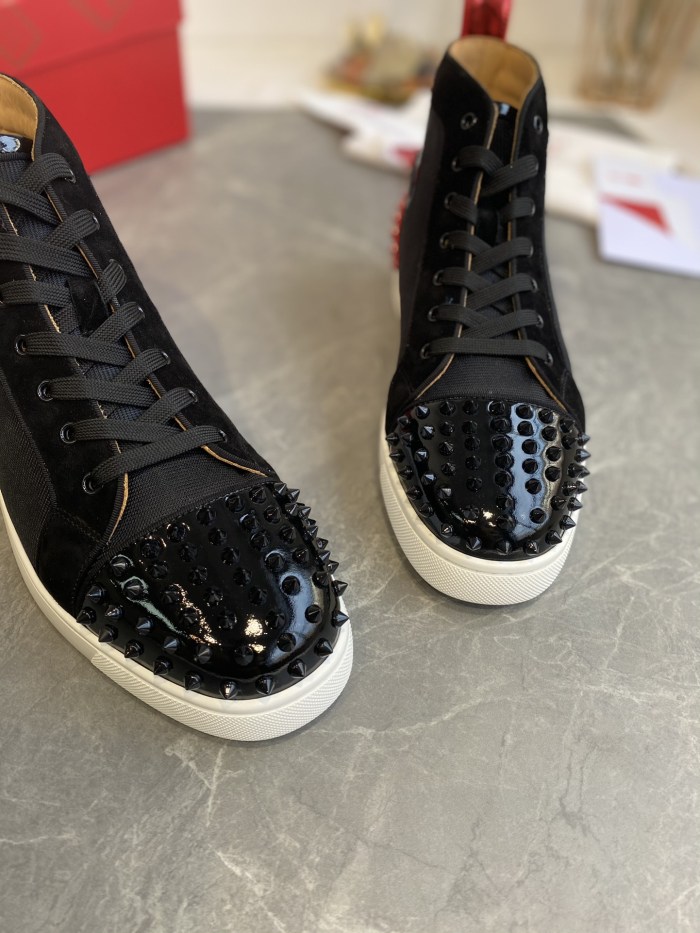 Christian Louboutin Mens Shoes Luxury Brand Red Bottom Design Louis Junior Spikes Flat with Original Box CL sneakers
