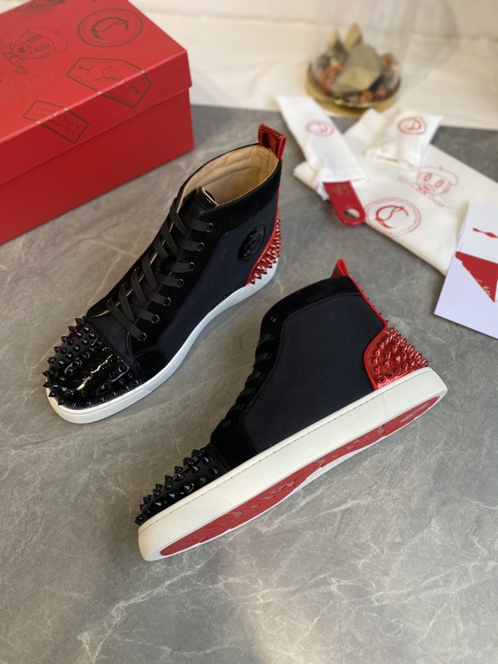 Christian Louboutin Mens Shoes Luxury Brand Red Bottom Design Louis Junior Spikes Flat with Original Box CL sneakers