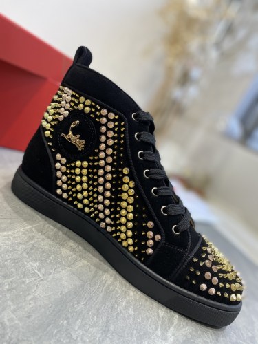 Christian Louboutin Mens Shoes Luxury Brand Red Bottom Design Louis Junior Spikes Flat with Original Box CL sneakers