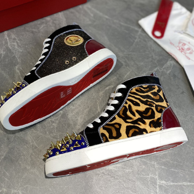 Christian Louboutin Mens Shoes Luxury Brand Red Bottom Design Louis Junior Spikes Flat with Original Box CL sneakers