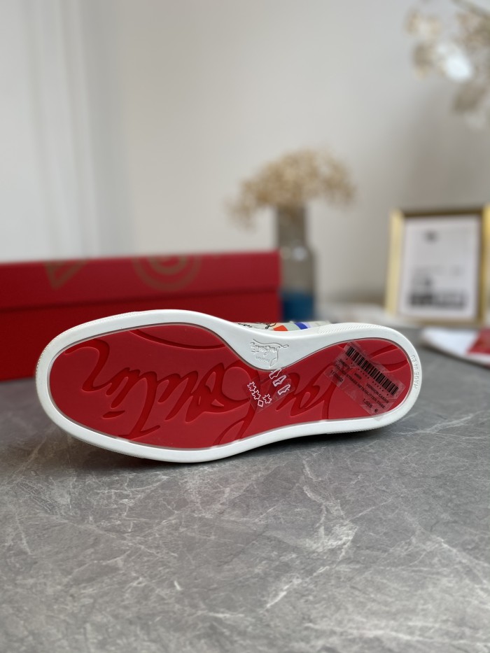 Christian Louboutin Mens Shoes Luxury Brand Red Bottom Design Louis Junior Spikes Flat with Original Box CL sneakers