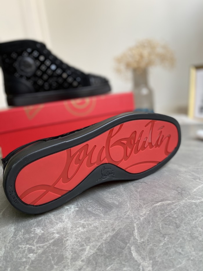 Christian Louboutin Mens Shoes Luxury Brand Red Bottom Design Louis Junior Spikes Flat with Original Box CL sneakers