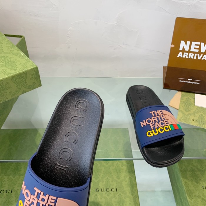 Gucci Mens Shoes Flat Sandals Slippers Luxury Brand Men's Web rubber slide sandal with Original Box 429469 GIB10 9079