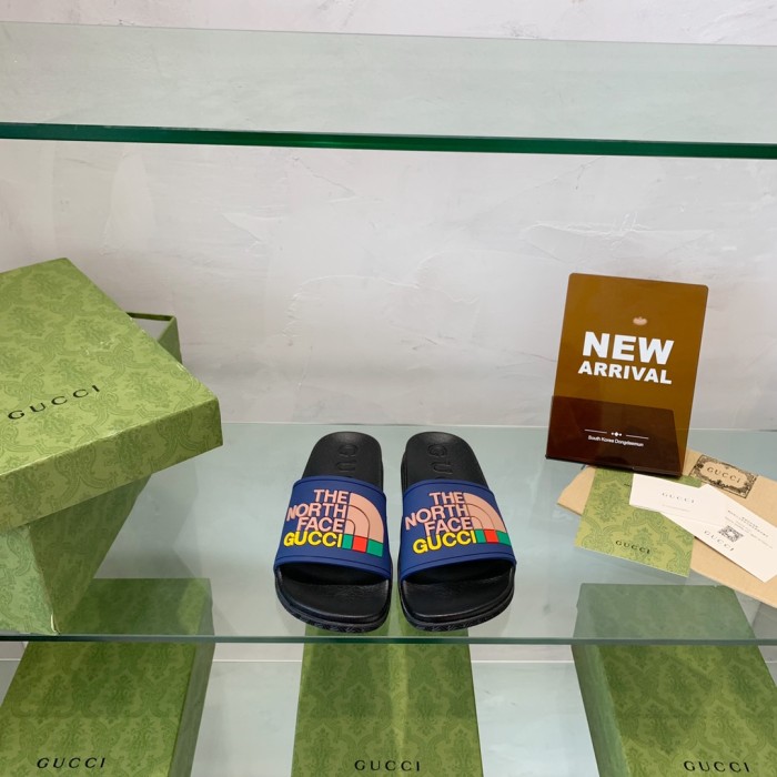 Gucci Mens Shoes Flat Sandals Slippers Luxury Brand Men's Web rubber slide sandal with Original Box 429469 GIB10 9079