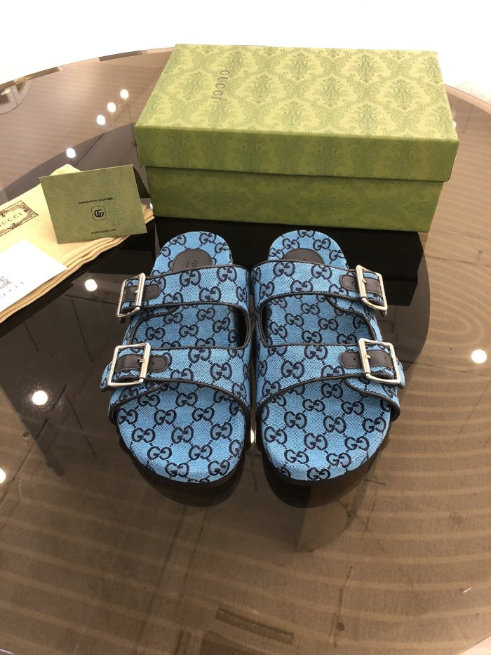 Gucci Mens Shoes Flat Sandals Slippers Luxury Brand Men's slide sandal with straps with Original Box 698705 2HK60 4061