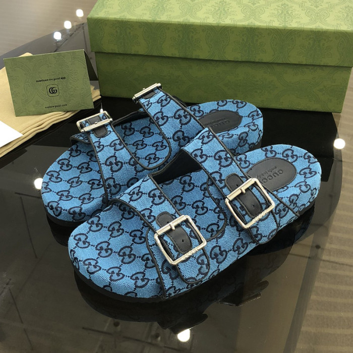 Gucci Mens Shoes Flat Sandals Slippers Luxury Brand Men's slide sandal with straps with Original Box 698705 2HK60 4061