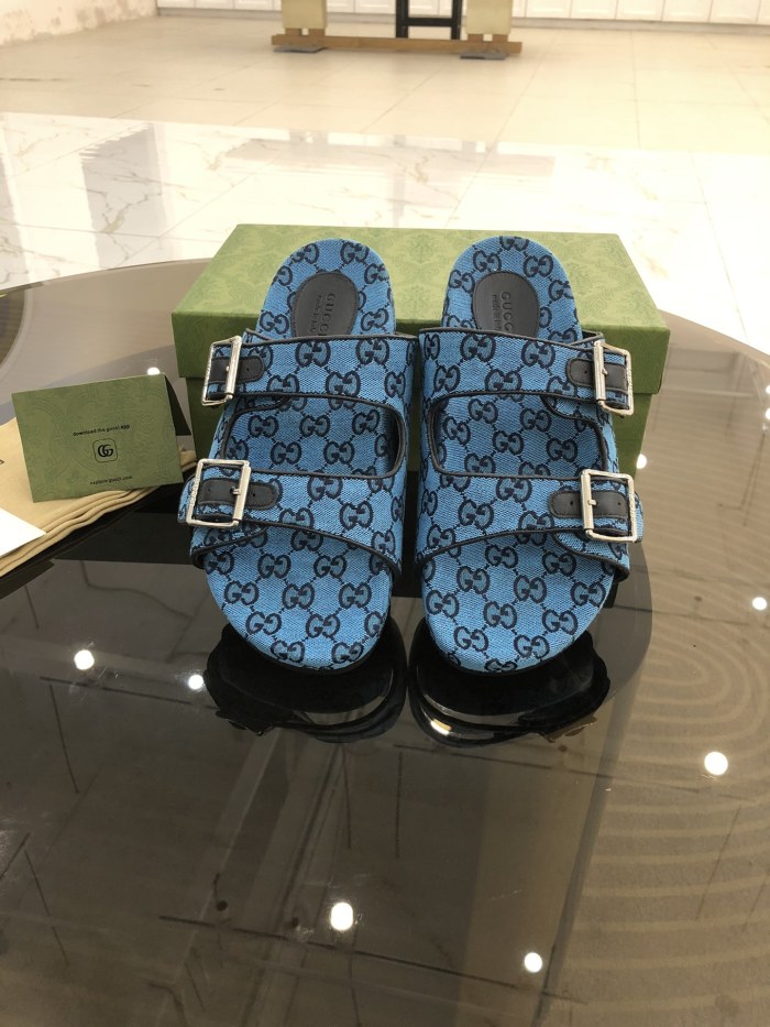 Gucci Mens Shoes Flat Sandals Slippers Luxury Brand Men's slide sandal with straps with Original Box 698705 2HK60 4061