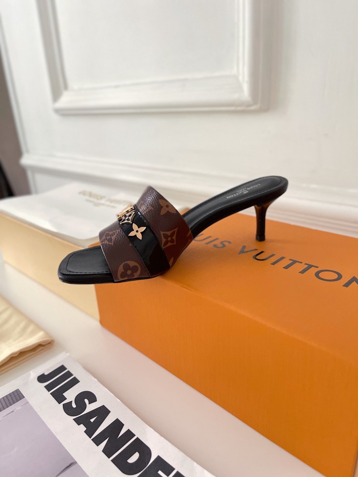 Louis Vuitton Womens Shoes Sandals Slippers Luxury Brand REVIVAL MULE 1A8W32 calf leather with Original Box 5.5cm Heel