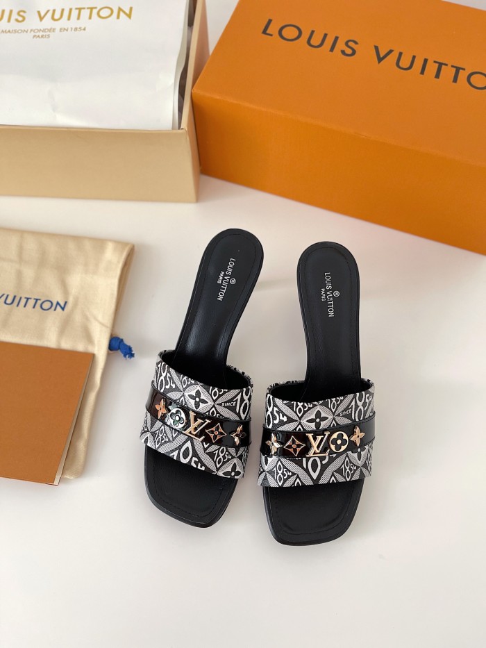 Louis Vuitton Womens Shoes Sandals Slippers Luxury Brand REVIVAL MULE 1A8W32 calf leather with Original Box 5.5cm Heel