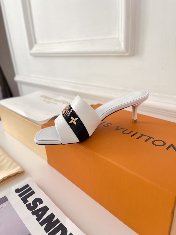 Louis Vuitton Womens Shoes Sandals Slippers Luxury Brand REVIVAL MULE 1A8W32 calf leather with Original Box 5.5cm Heel
