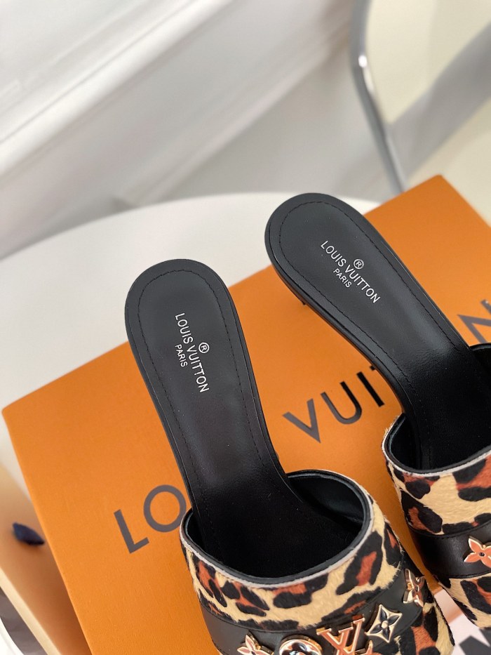 Louis Vuitton Womens Shoes Sandals Slippers Luxury Brand REVIVAL MULE 1A8W5A Camel Brown Pony-styled calf leather and calf leather with Original Box 5.5cm Heel