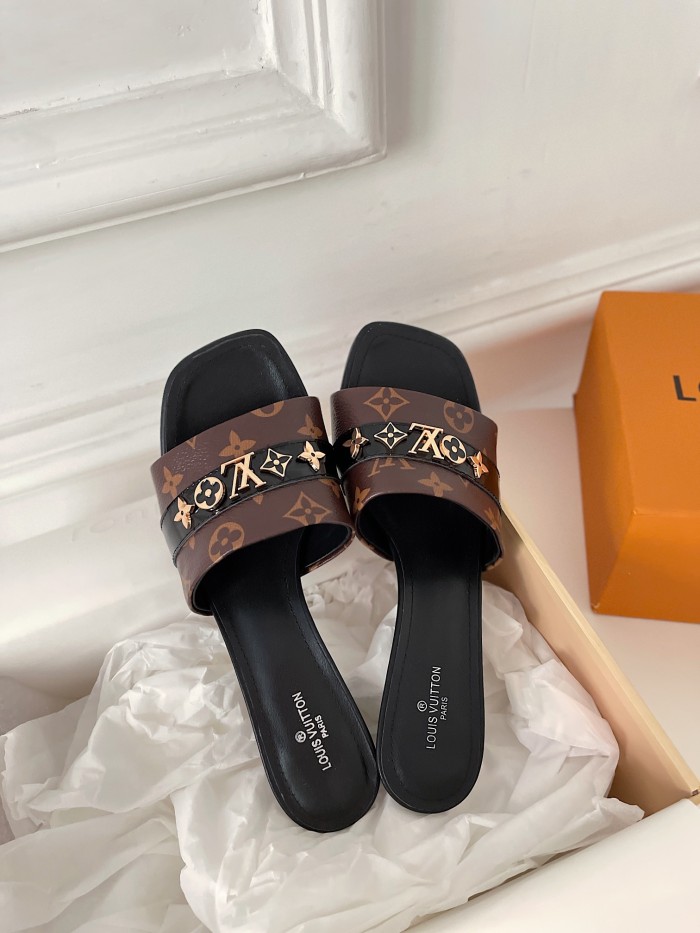 Louis Vuitton Womens Shoes Sandals Slippers Luxury Brand REVIVAL MULE 1A8W32 calf leather with Original Box 5.5cm Heel