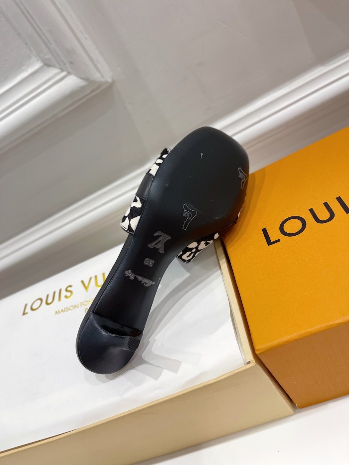 Louis Vuitton Womens Shoes Sandals Slippers Luxury Brand REVIVAL MULE 1A8W32 calf leather with Original Box 5.5cm Heel