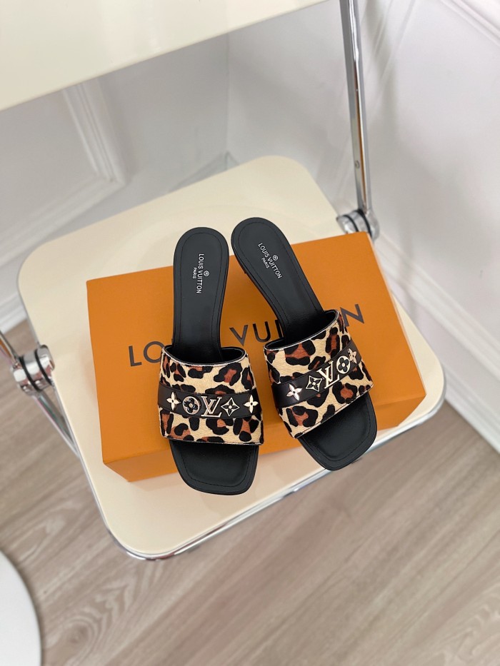 Louis Vuitton Womens Shoes Sandals Slippers Luxury Brand REVIVAL MULE 1A8W5A Camel Brown Pony-styled calf leather and calf leather with Original Box 5.5cm Heel