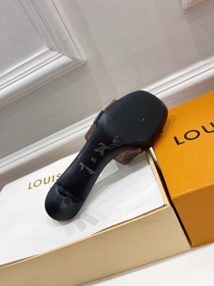 Louis Vuitton Womens Shoes Sandals Slippers Luxury Brand REVIVAL MULE 1A8W32 calf leather with Original Box 5.5cm Heel