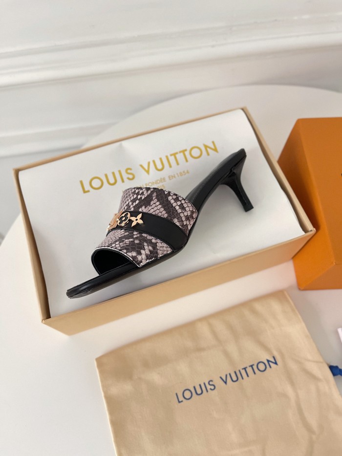 Louis Vuitton Womens Shoes Sandals Slippers Luxury Brand REVIVAL MULE 1A8W32 calf leather with Original Box 5.5cm Heel