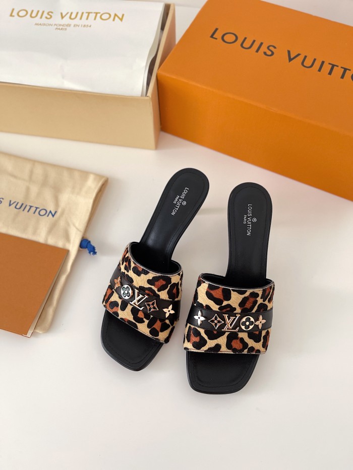 Louis Vuitton Womens Shoes Sandals Slippers Luxury Brand REVIVAL MULE 1A8W5A Camel Brown Pony-styled calf leather and calf leather with Original Box 5.5cm Heel