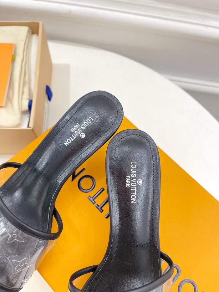Louis Vuitton Womens Shoes Sandals Slippers Luxury Brand REVIVAL MULE 1A9P06 Monogram-embossed lambskin with Original Box 5.5cm Heel